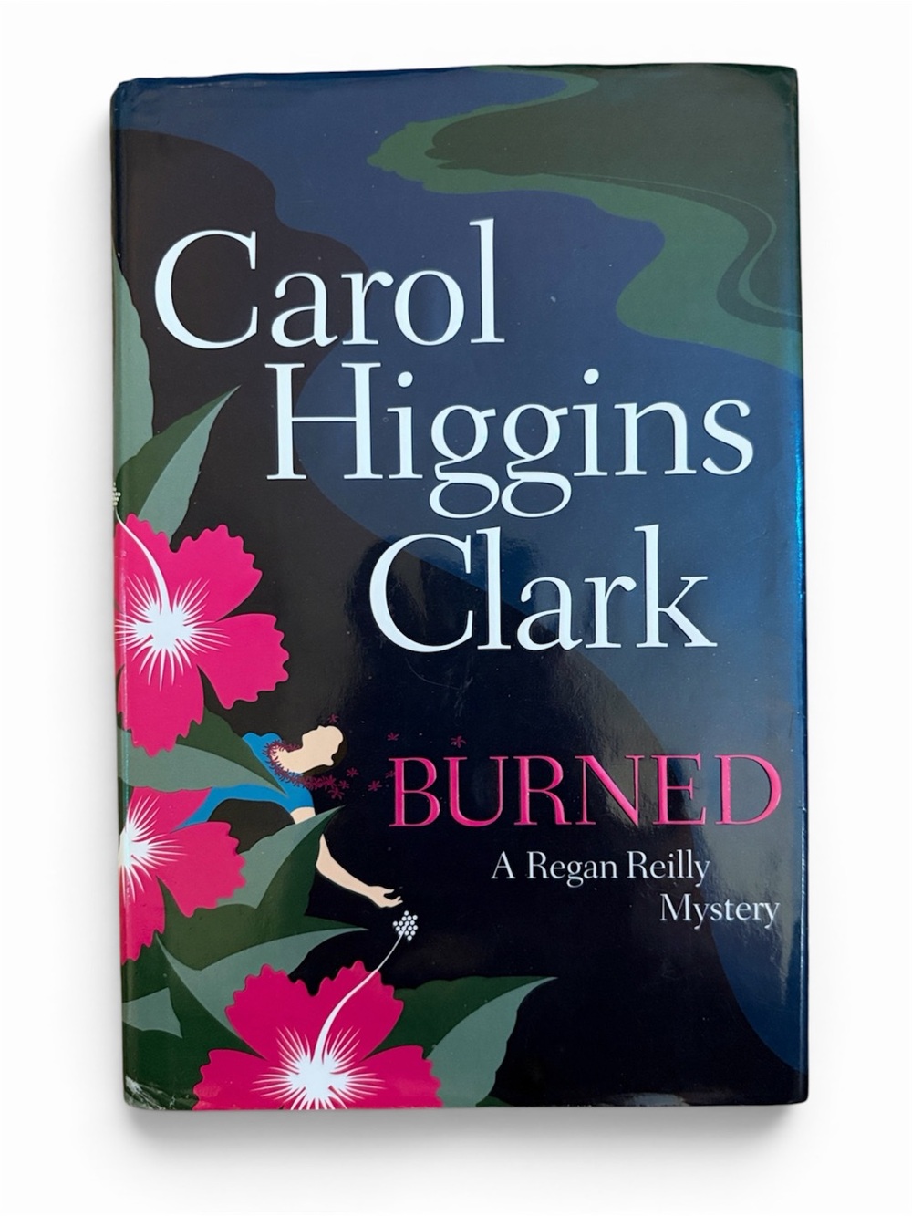 Carol Higgins Clark "Burned" Hardcover Mystery - Navy & Pink Floral Cover
